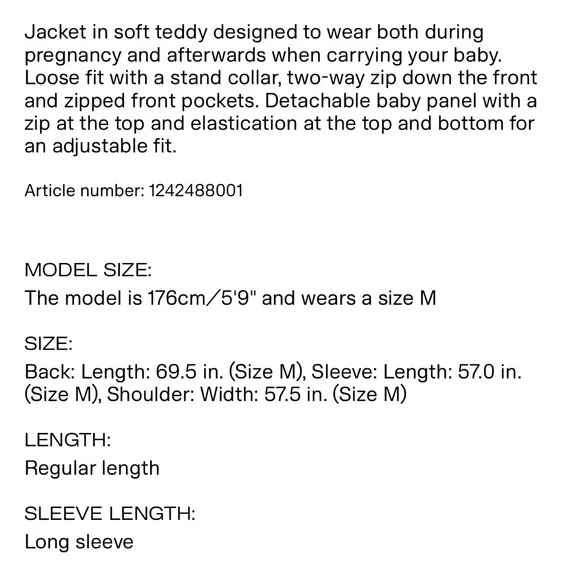 NWT H&M Babywearing before and after Sherpa Teddy Jacket Small - Picture 8 of 8